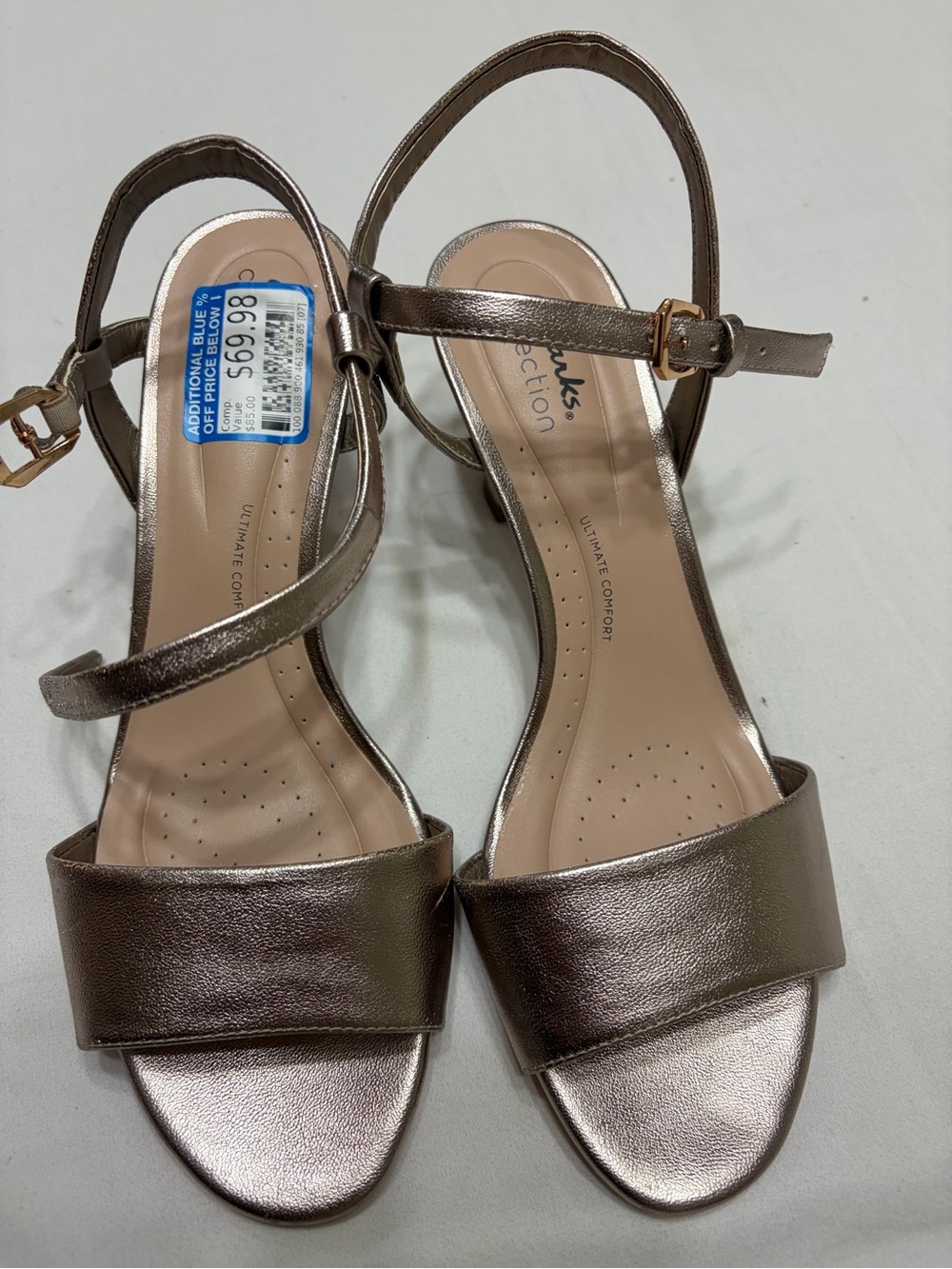Clarks Metallic Bronze Open-Toe Slingback Sandals